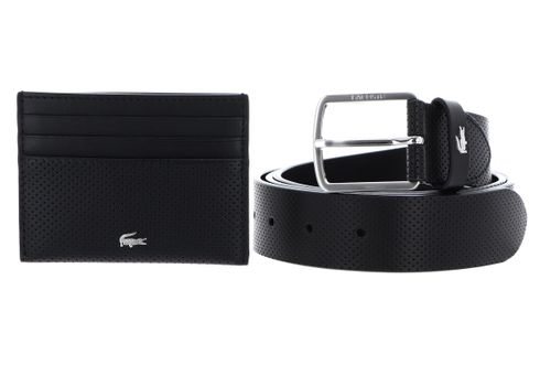 LACOSTE Elegance Punch Cardholder + Belt Box W130 Noir