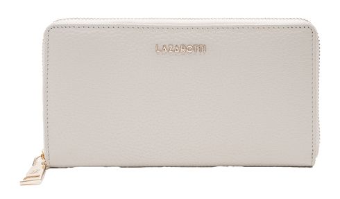 Lazarotti Bologna Leather Zip Around Wallet With 16 Card Slots Cream White