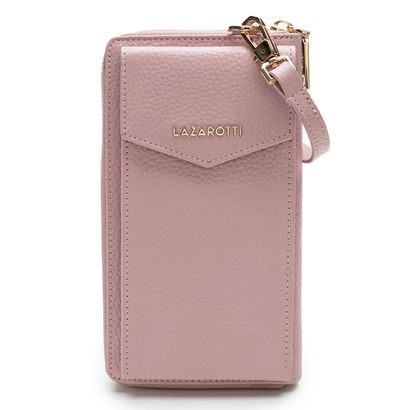 Lazarotti Bologna Leather Zip Around Wallet With Phone Pocket Pink 2