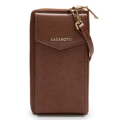 Lazarotti Bologna Leather Zip Around Wallet With Phone Pocket Brown 2