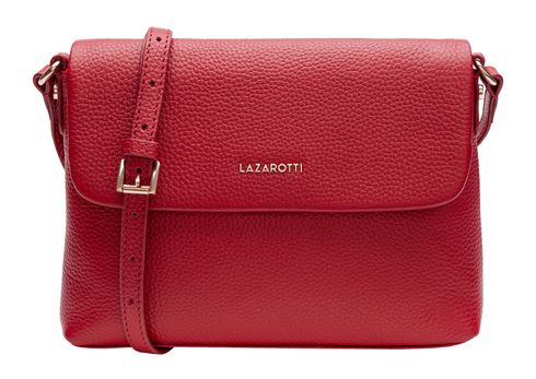 Lazarotti Bologna Leather Flap Crossbody Bag Red