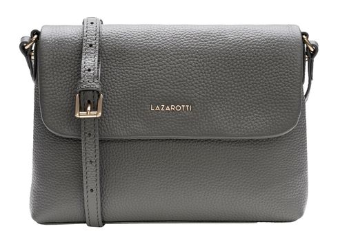 Lazarotti Bologna Leather Flap Crossbody Bag Grey