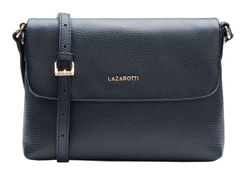 Lazarotti Bologna Leather Flap Crossbody Bag Navy