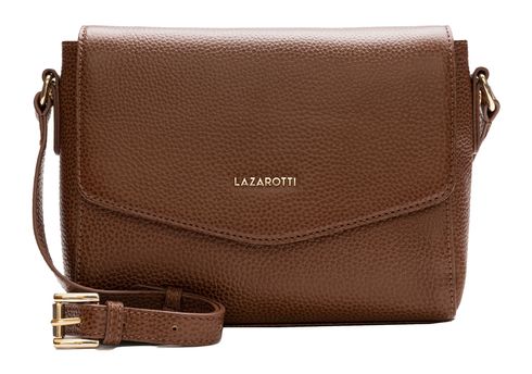 Lazarotti Bologna Leather Flat Crossbody Bag Brown