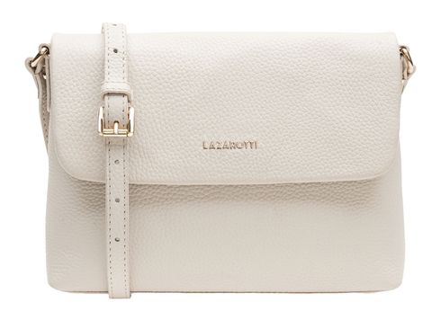 Lazarotti Bologna Leather Flap Crossbody Bag Cream White