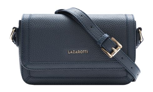Lazarotti Bologna Leather Flap Crossbody Bag Navy