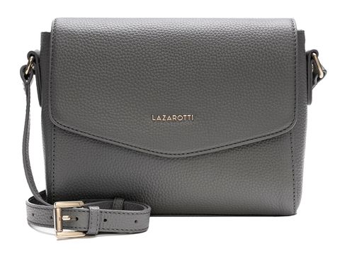 Lazarotti Bologna Leather Flat Crossbody Bag Grey
