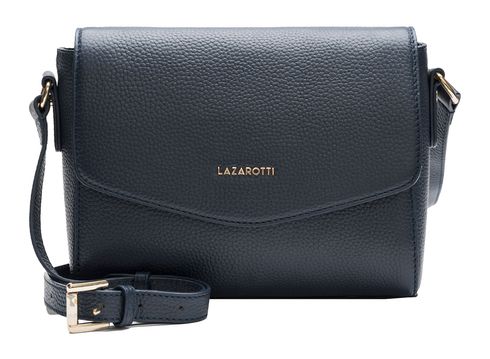 Lazarotti Bologna Leather Flat Crossbody Bag Navy