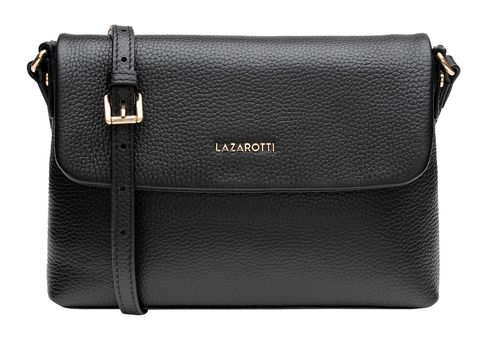 Lazarotti Bologna Leather Flap Crossbody Bag Black
