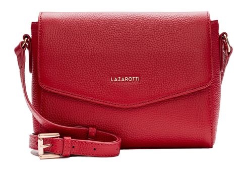 Lazarotti Bologna Leather Flat Crossbody Bag Red