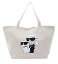 KARL LAGERFELD K / Ikonik 2.0 Karl & Choupette Canvas Shopper Cream White KARL LAGERFELD K / Ikonik 2.0 Karl & Choupette Canvas Shopper Cream White
