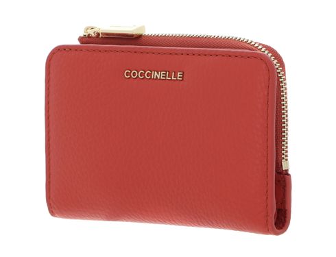 COCCINELLE Metallic Soft Credit Card Holder Grenadine Red