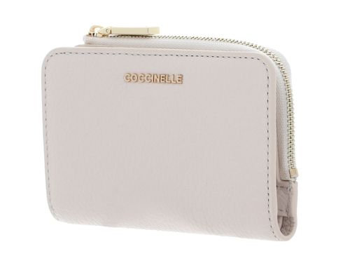 COCCINELLE Metallic Soft Wallet Grained Leather Lambskin White