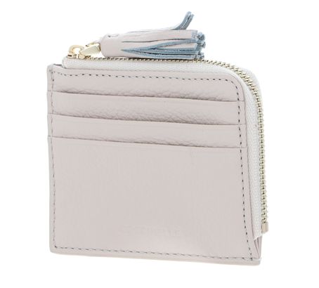 COCCINELLE Tassel Credit Card Holder Lambskin White