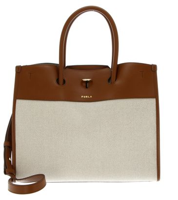 FURLA Genesi Tote Bag L Naturale + Cognac