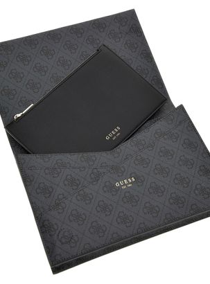 GUESS Noreen Clutch Coal Logo