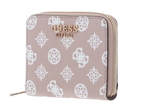 GUESS Laurel SLG Small Zip Around Wallet Rosewood Logo