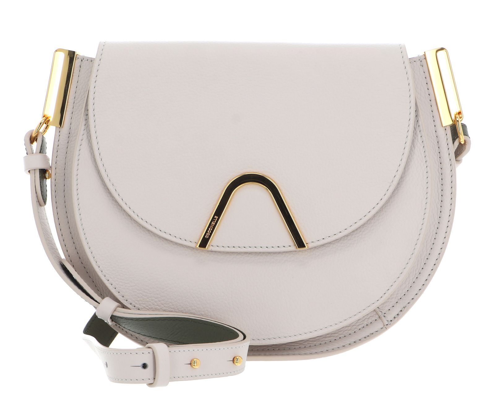 Coccinelle Borsa Sunup Double Grainy – Pelle Di Vitello – Colore Bianco Avorio/Verde Alloro (37x25x3 Cm)