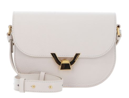 COCCINELLE Dew Crossbody Grained Leather Lambskin White