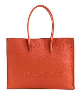 COCCINELLE Myrtha Maxi Log Handbag Grained Leather Grenadine Red