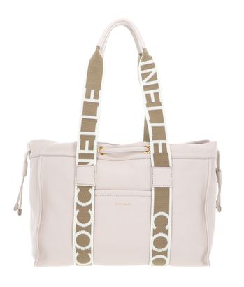 COCCINELLE 2Day Signature Handbag Grained Leather Lambskin White