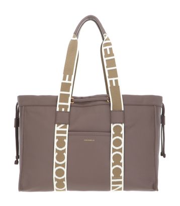 COCCINELLE 2Day Signature Handbag Grained Leather Warm Taupe