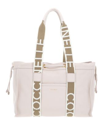 COCCINELLE 2Day Signature Handbag Grained Leather Lambskin White