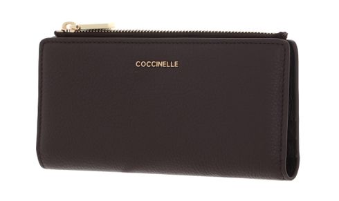 COCCINELLE Metallic Soft Wallet Grained Leather Fondant Brown