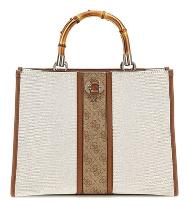 GUESS Kerima Bamboo 2 Compartment Tote Natural / Latte Logo