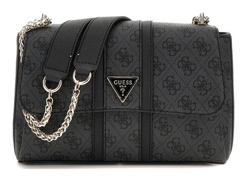 GUESS Noreen Logo Convertible Crossbody Flap Coal Logo