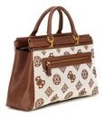 GUESS Sestri Logo Luxury Satchel Natural / Cognac Logo