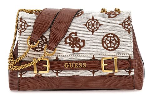 GUESS Sestri Logo Convertible Crossbody Flap Natural / Cognac Logo