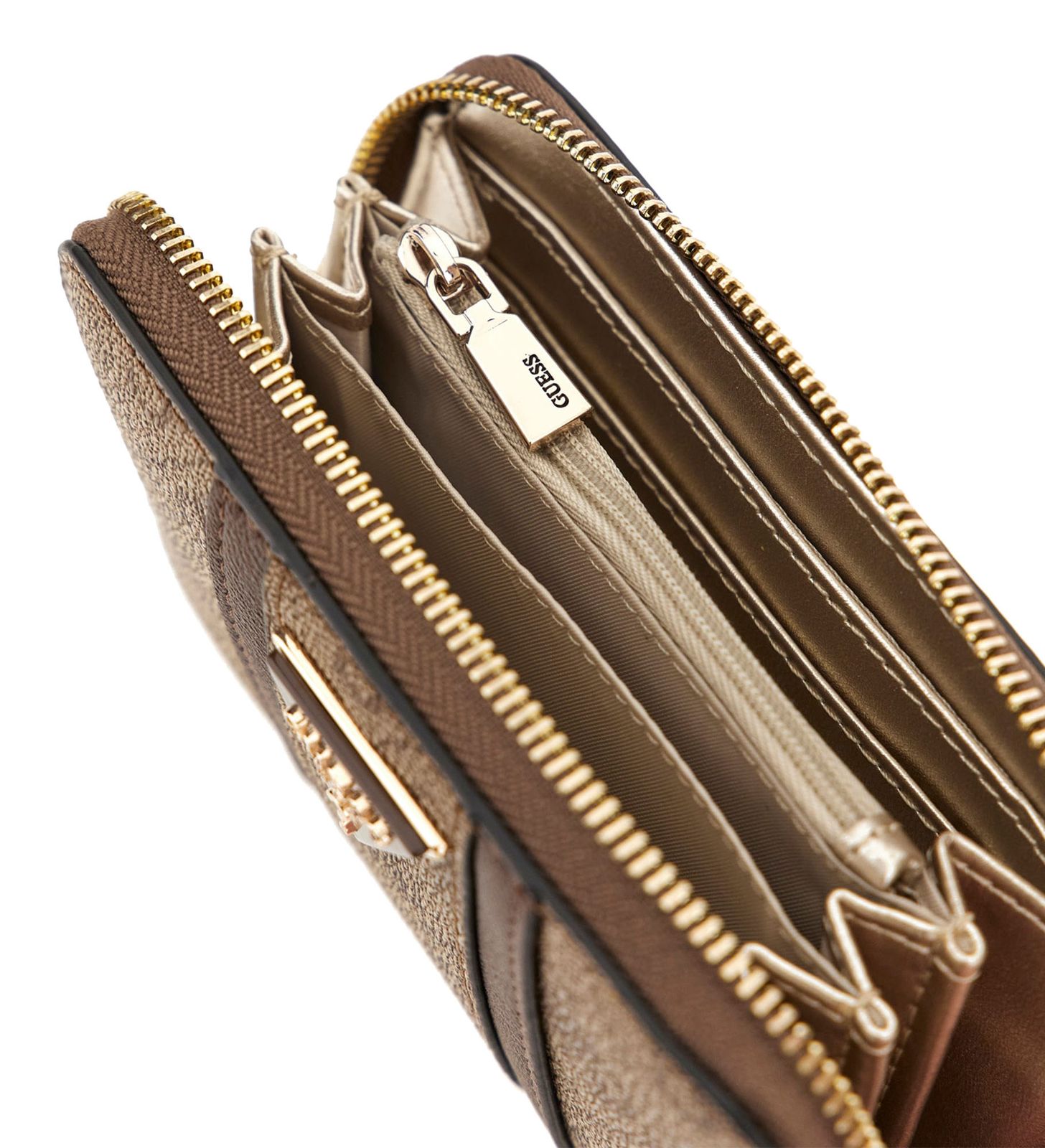 GUESS Noreen SLG Zip Around Wallet M Latte Logo / Brown GUESS Noreen SLG Zip Around Wallet M Latte Logo / Brown