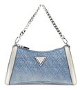 GUESS Dili Top Zip Shoulder Bag Denim Logo