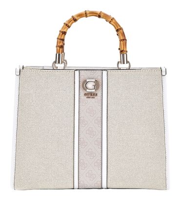 GUESS Kerima Bamboo 2 Compartment Tote Natural / Dove Logo