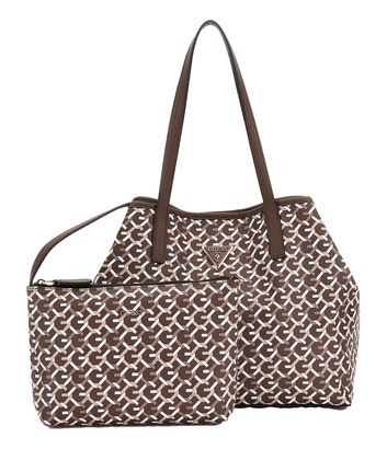 GUESS Vikky II Tote Bag Brown Multi Logo