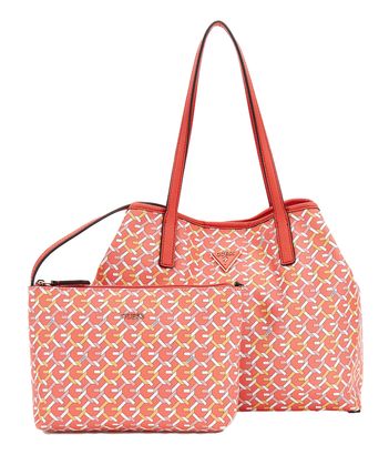 GUESS Vikky II Tote Bag Coral Multi Logo