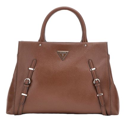 GUESS Levia Tri Compartment Satchel Chocolate