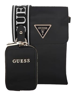 GUESS Latona Mini Flap Chit Chat Phone Bag Black