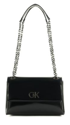 Calvin Klein Re-Lock Conv Shoulder Bag Shiny CK Black