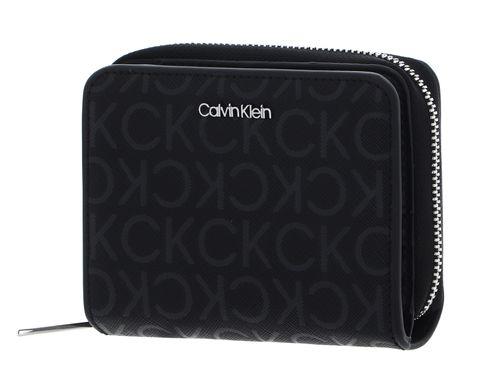 Calvin Klein CK Must Zip Around Wallet Black Monogram Pu