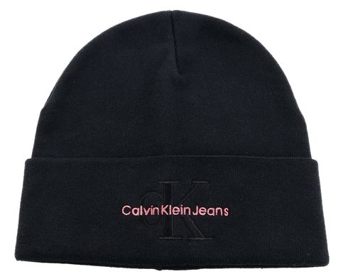 Calvin Klein Mono Logo Embro Beanie Black / Dusty Rose