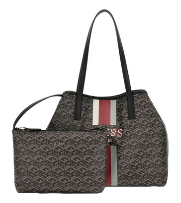 GUESS Vikky II 2 In 1 Tote Charcoal Logo