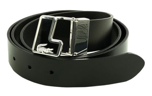 LACOSTE Plain Leather Belt W95 Noir - kürzbar