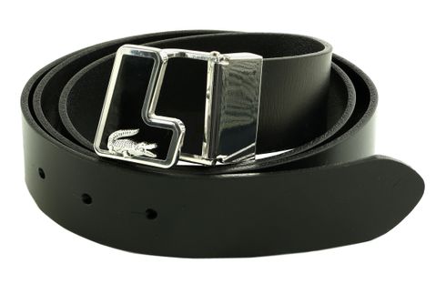 LACOSTE Plain Leather Belt W90 Noir - shortenable LACOSTE Plain Leather Belt W90 Noir - shortenable