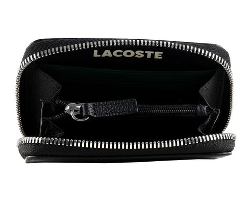[LACOSTE] CITY CORT BLACKコインウォレット 女性ファスナー財布 Women's City Court Grain Leather Wallet - Wallets & Small