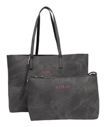 REPLAY Shoulder Bag Washed Black + Black