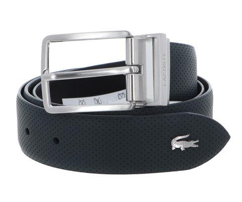 LACOSTE Elegance Punch Plain Leather Belt W90 Camouflage / Clay-Navy Blue-Archipelago - kürzbar