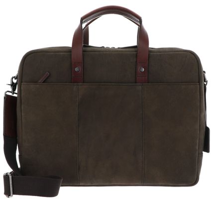 LEONHARD HEYDEN Hudson Zip Briefcase 2 Compartment Brown