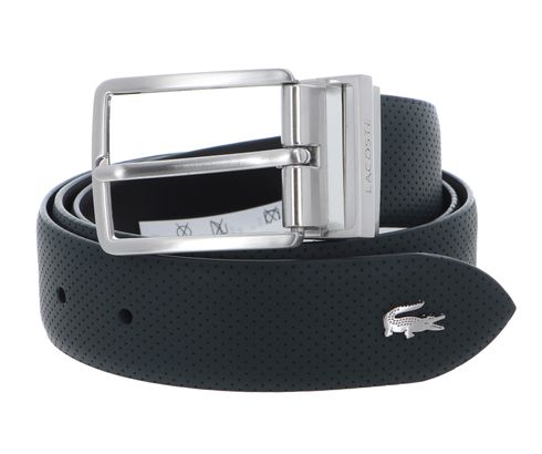 LACOSTE Elegance Punch Plain Leather Belt W85 Camouflage / Clay-Navy Blue-Archipelago - kürzbar